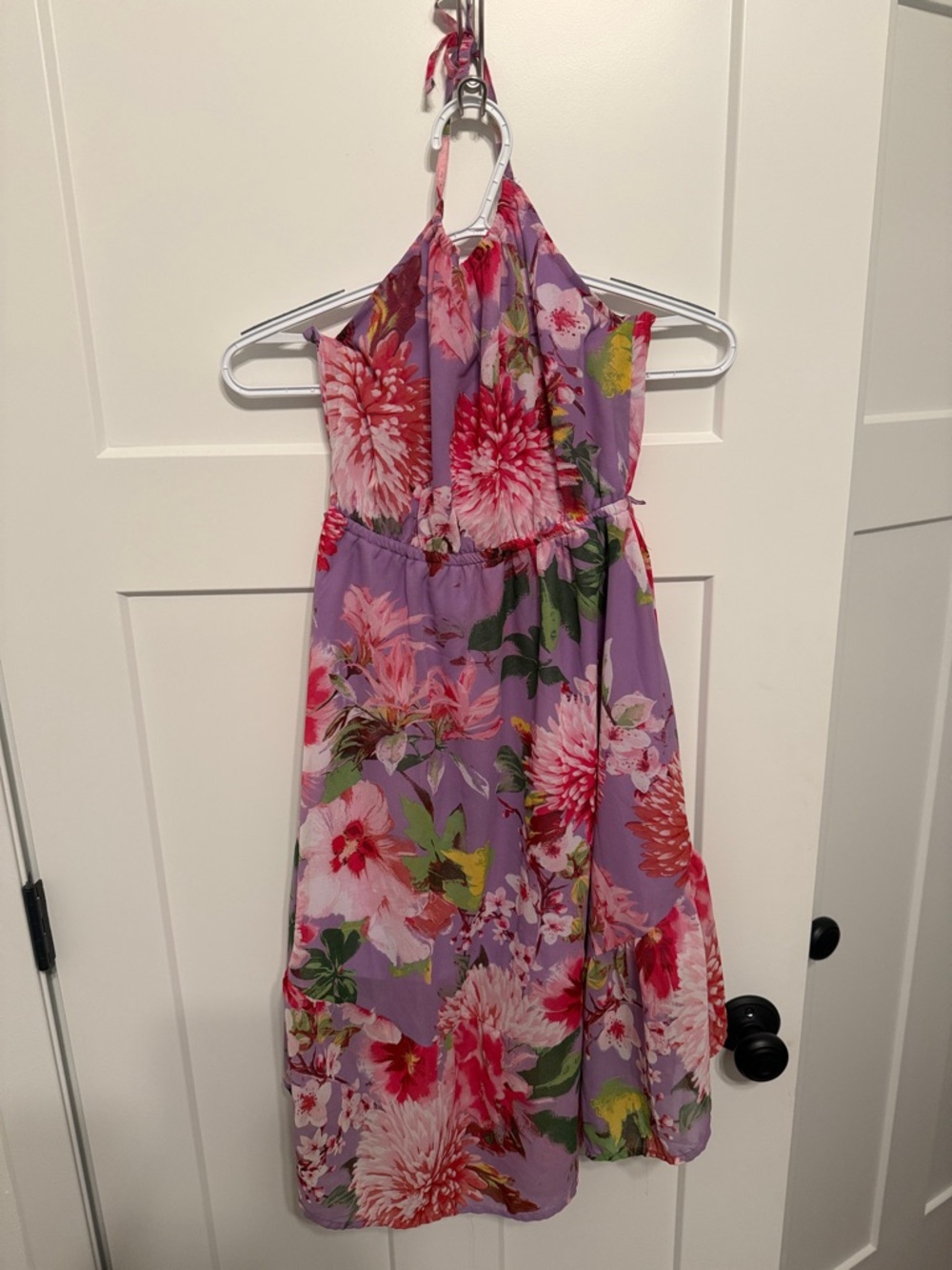The Children's Place Lavender Floral Halter Dress with Pink Accents